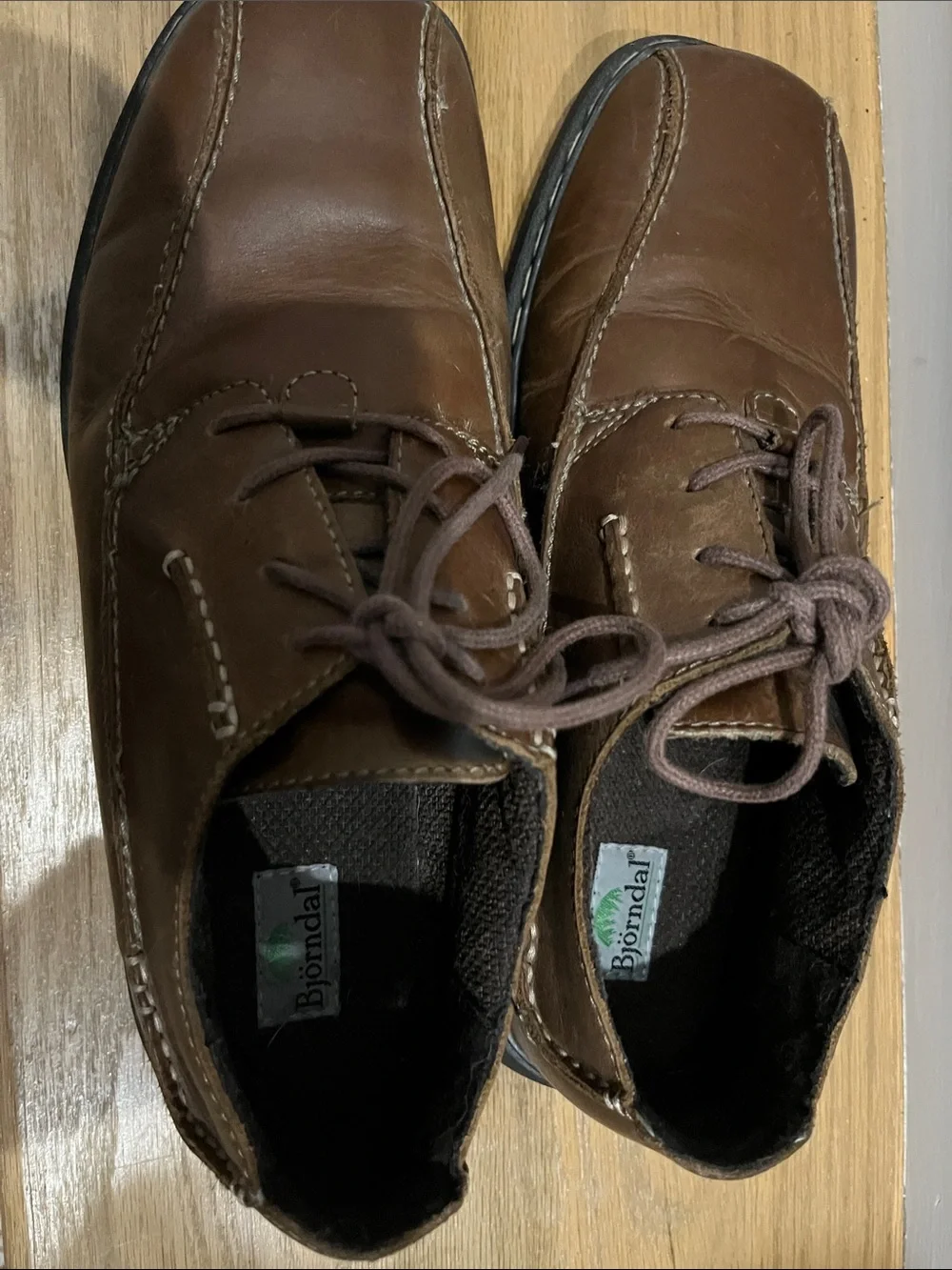 Bjorndal Brown Leather Lace-Up Casual Loafers